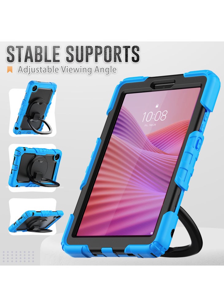 For Lenovo Tab K9 TB305FU Case Ring Kickstand PC+Silicone Shockproof Tablet Cover - Baby Blue - Image 5